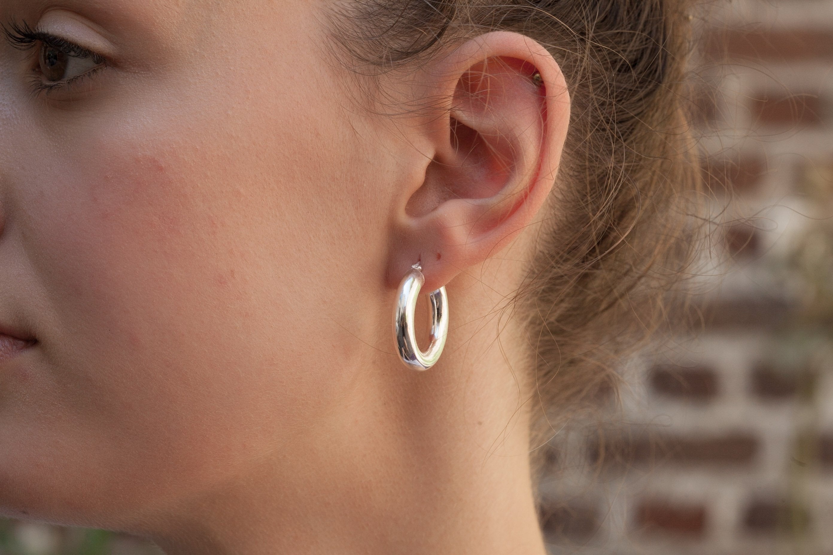 Creolen Silber 925 – Dicke, glänzende Ohrringe für Damen | Shop Nory