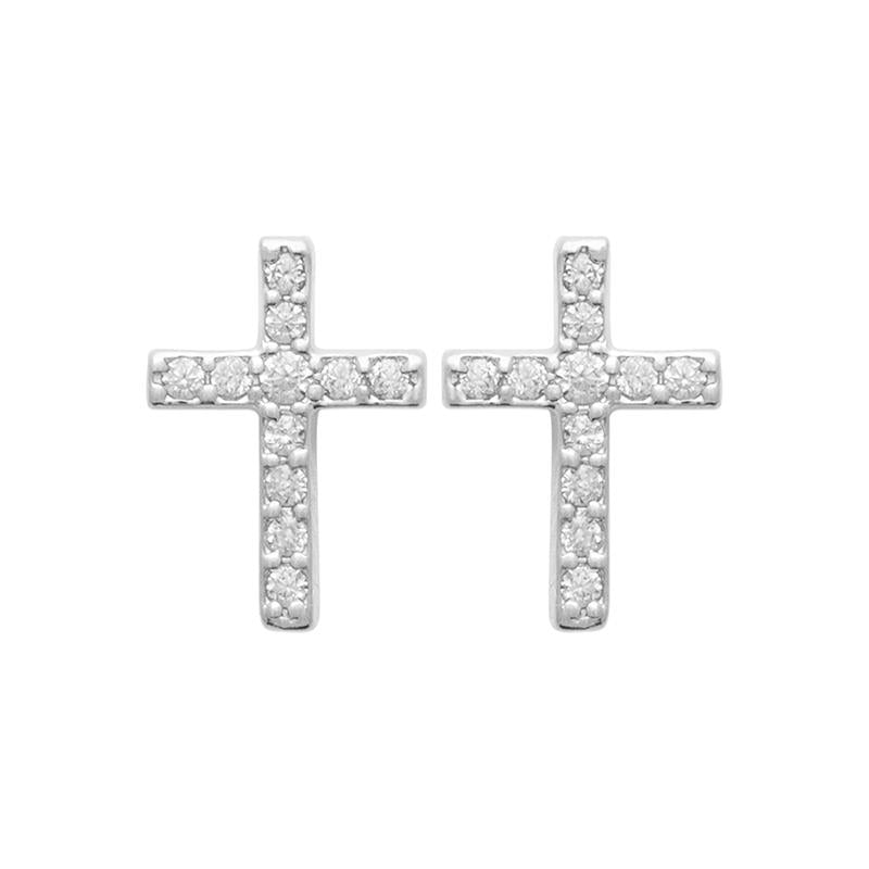 Kreuz Ohrstecker mit Zirkonia aus Silber - Ohrringe für Damen | Shop Nory