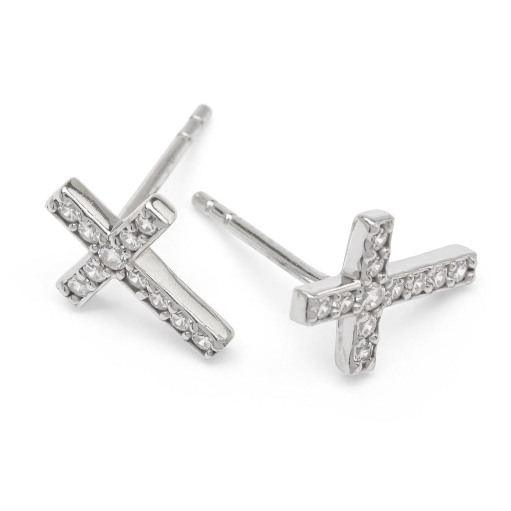 Kreuz Ohrstecker mit Zirkonia aus Silber - Ohrringe für Damen | Shop Nory