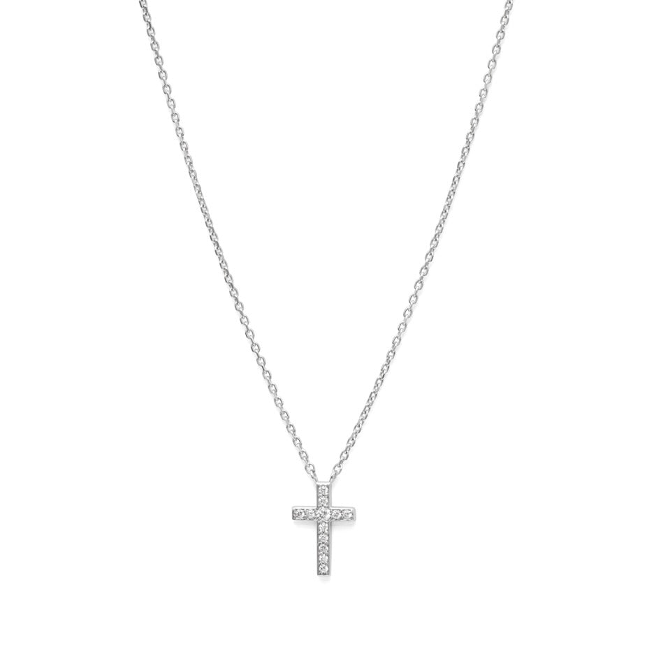 Kette mit Kreuz aus Silber mit Zirkonia - Kreuzkette für Damen | Shop Nory