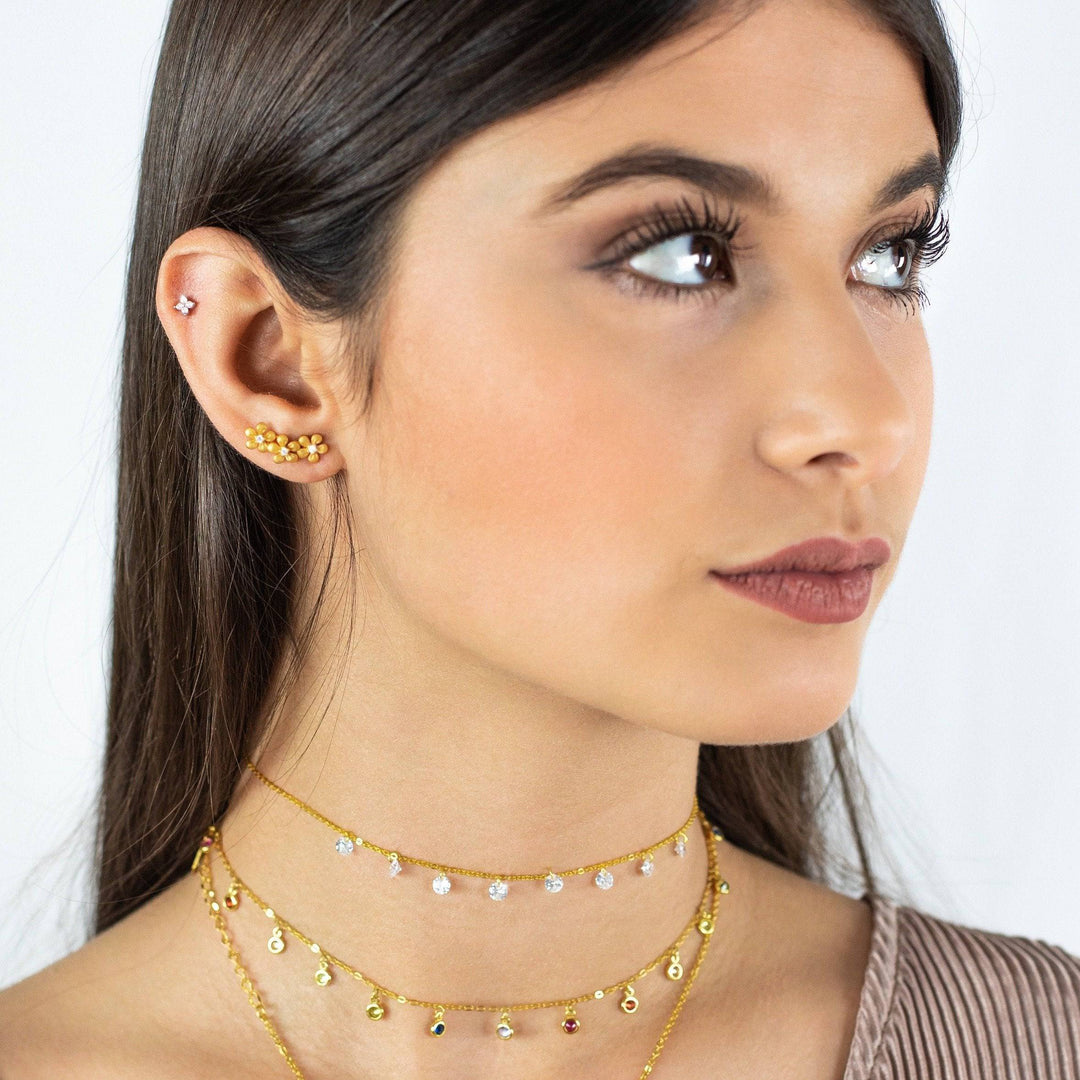 Blumenförmige Zirkonia-Ohrringe – Elise | Shop Nory