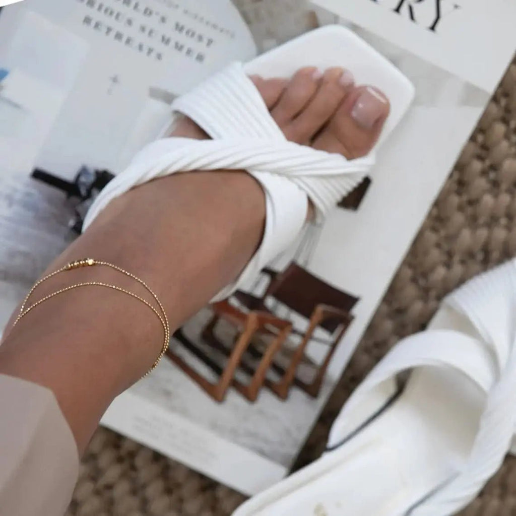 14k Gold Punkt Fußkette Sommer Strand | Shop Nory