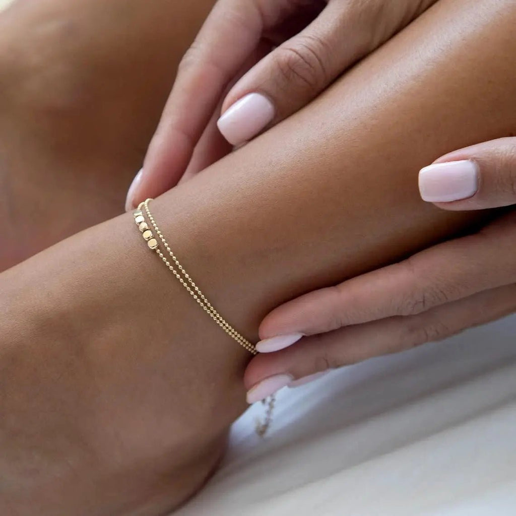 14k Gold Punkt Fußkette Sommer Strand | Shop Nory