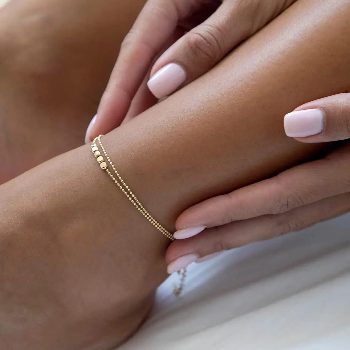 14k Gold Punkt Fußkette Sommer Strand | Shop Nory