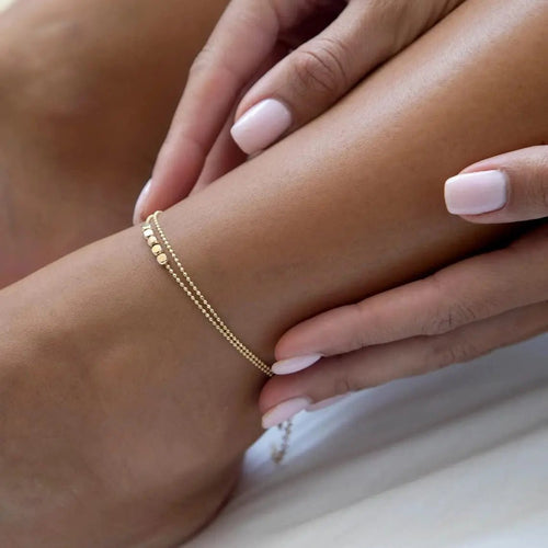 14k Gold Punkt Fußkette Sommer Strand | Shop Nory