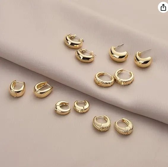 6 Paar Silber-/Gold Hoop Ohrringe | Shop Nory