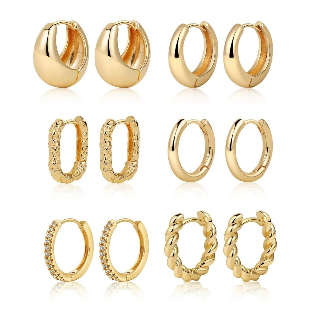 6 Paar Silber-/Gold Hoop Ohrringe | Shop Nory