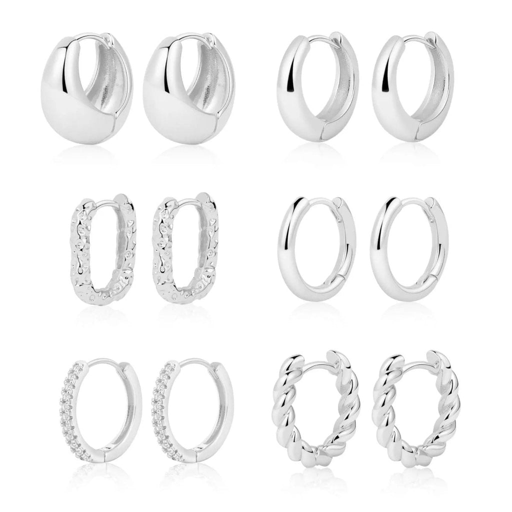 6 Paar Silber-/Gold Hoop Ohrringe | Shop Nory