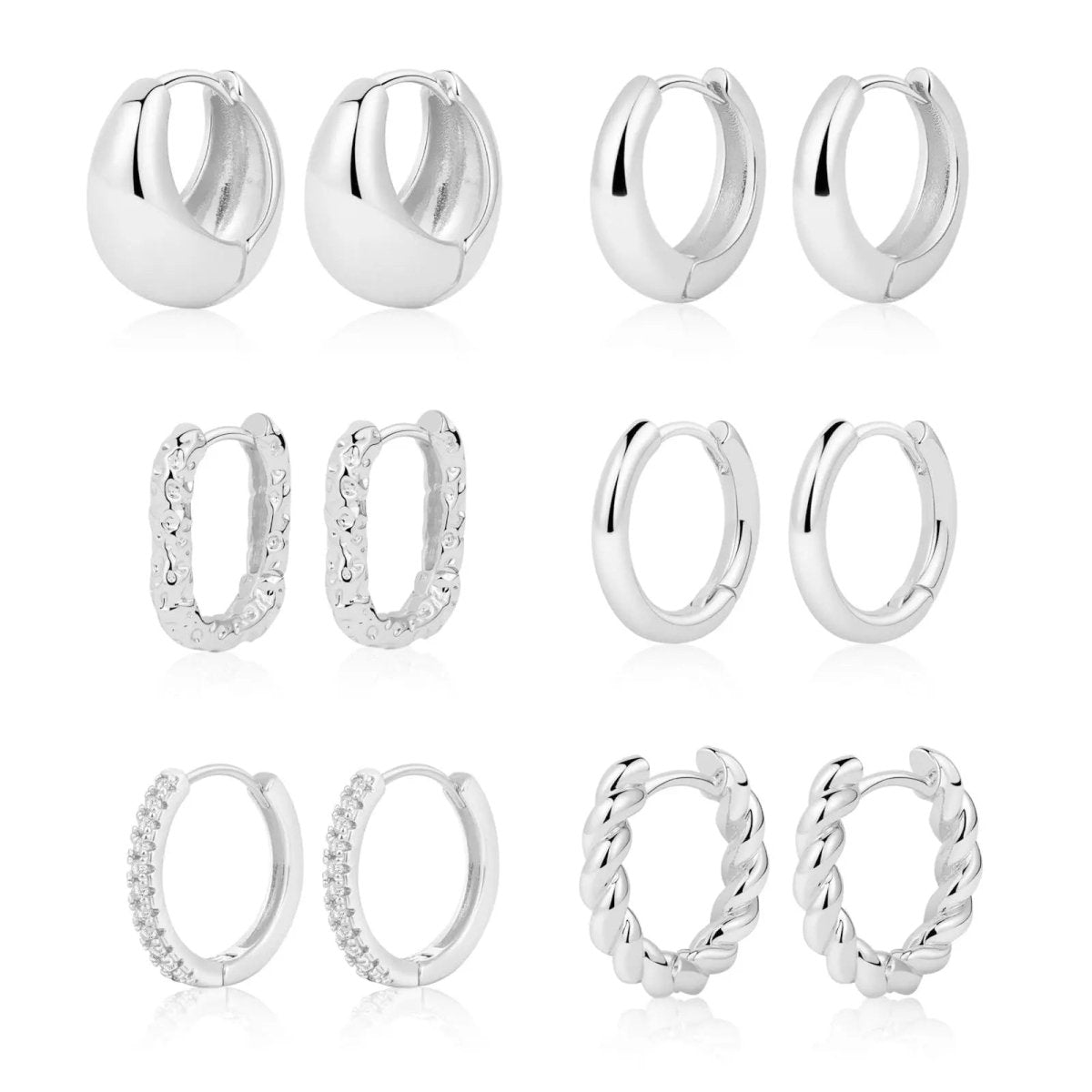 6 Paar Silber-/Gold Hoop Ohrringe | Shop Nory