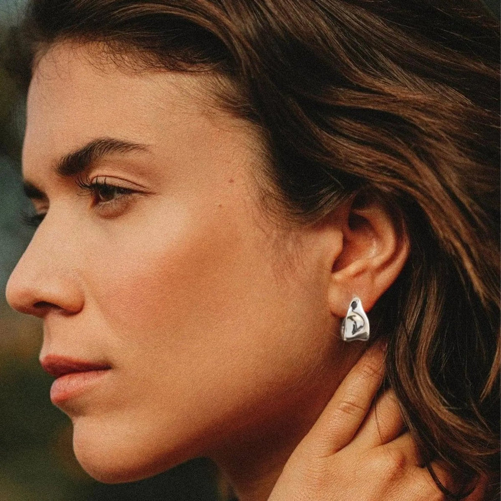 Chunky Silber Geometrische Ohrringe | Shop Nory