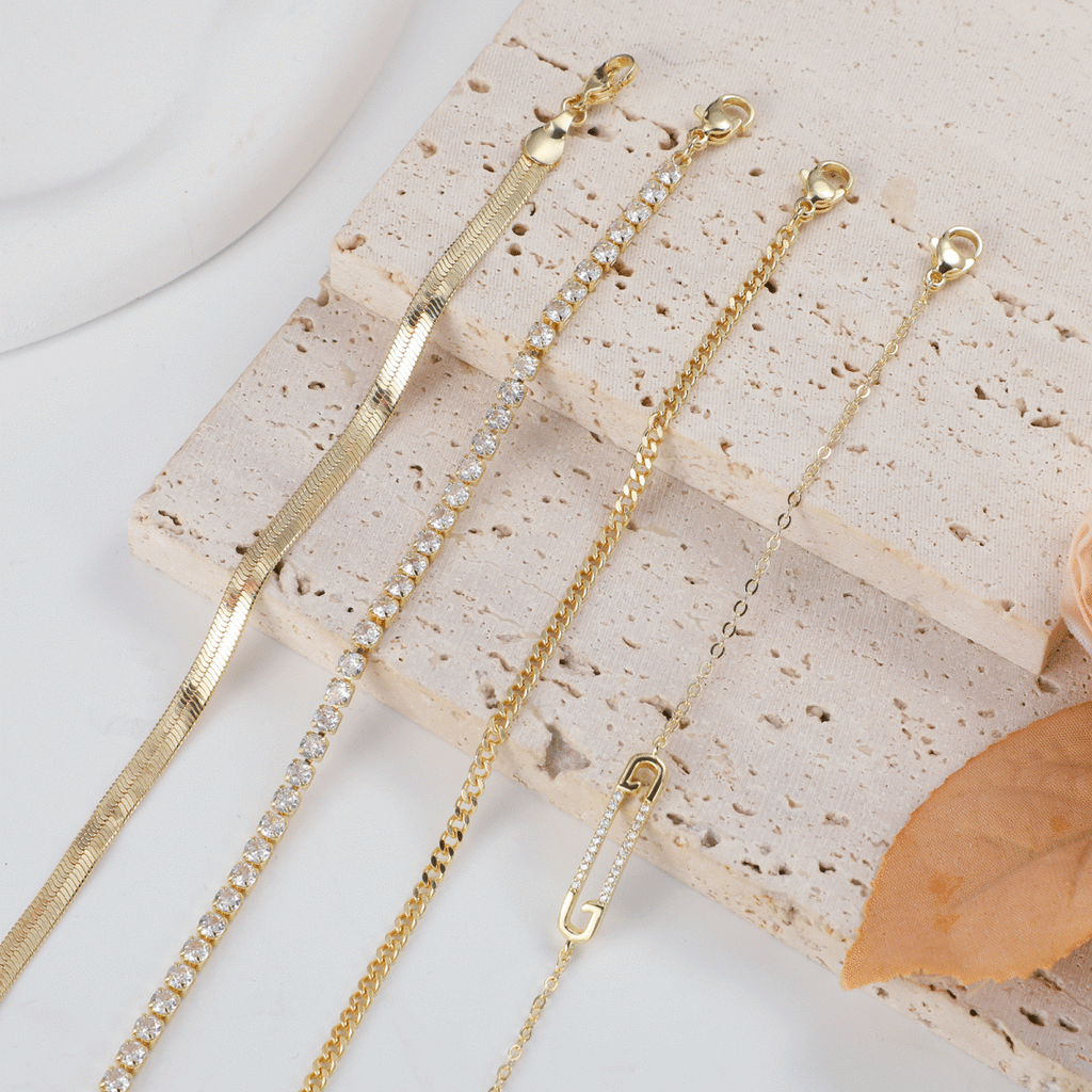 Zierliche CZ Gold Armbänder | Shop Nory