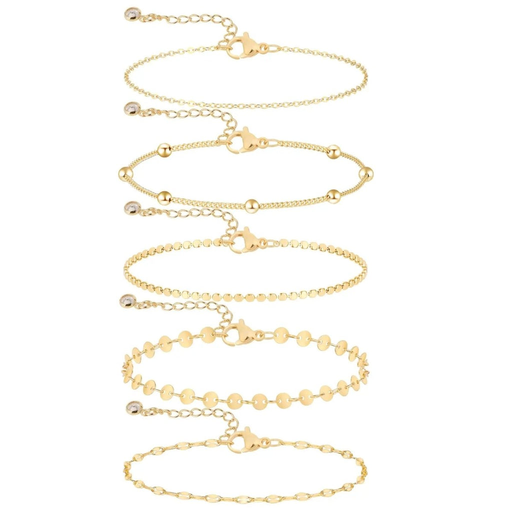 Zarte Gold 5-Lagen Punktarmbänder | Shop Nory