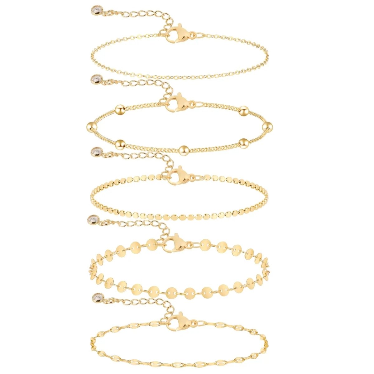 Zarte Gold 5-Lagen Punktarmbänder | Shop Nory