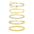 Zarte Gold CZ Herzarmbänder Stapel | Shop Nory