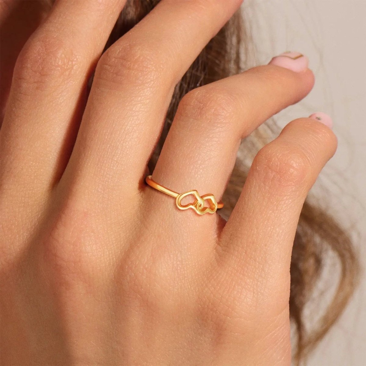 Zarte Gold Herz Stapelbare Ringe | Shop Nory