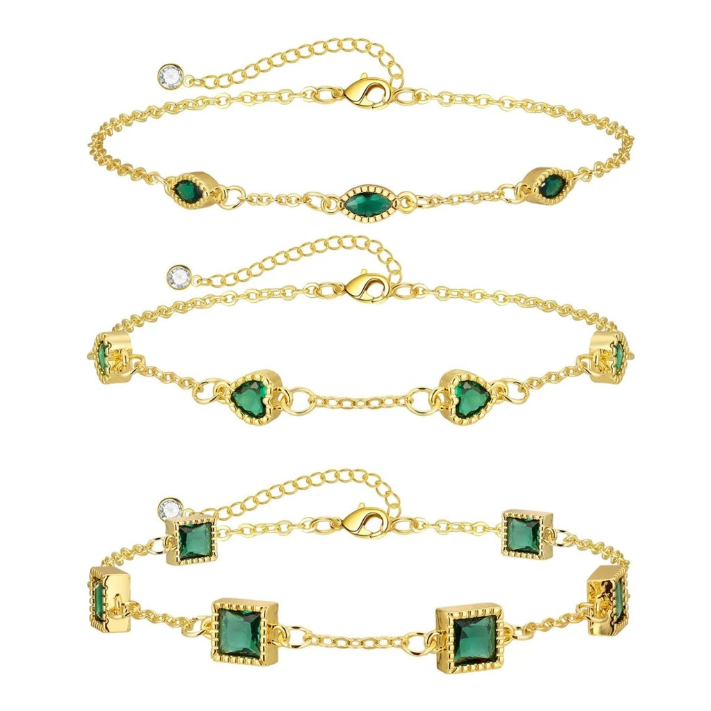 Zierliche grüne CZ-Armband-Stapel | Shop Nory
