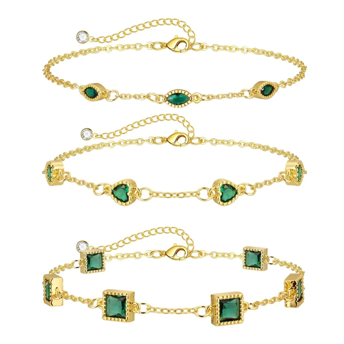 Zierliche grüne CZ-Armband-Stapel | Shop Nory