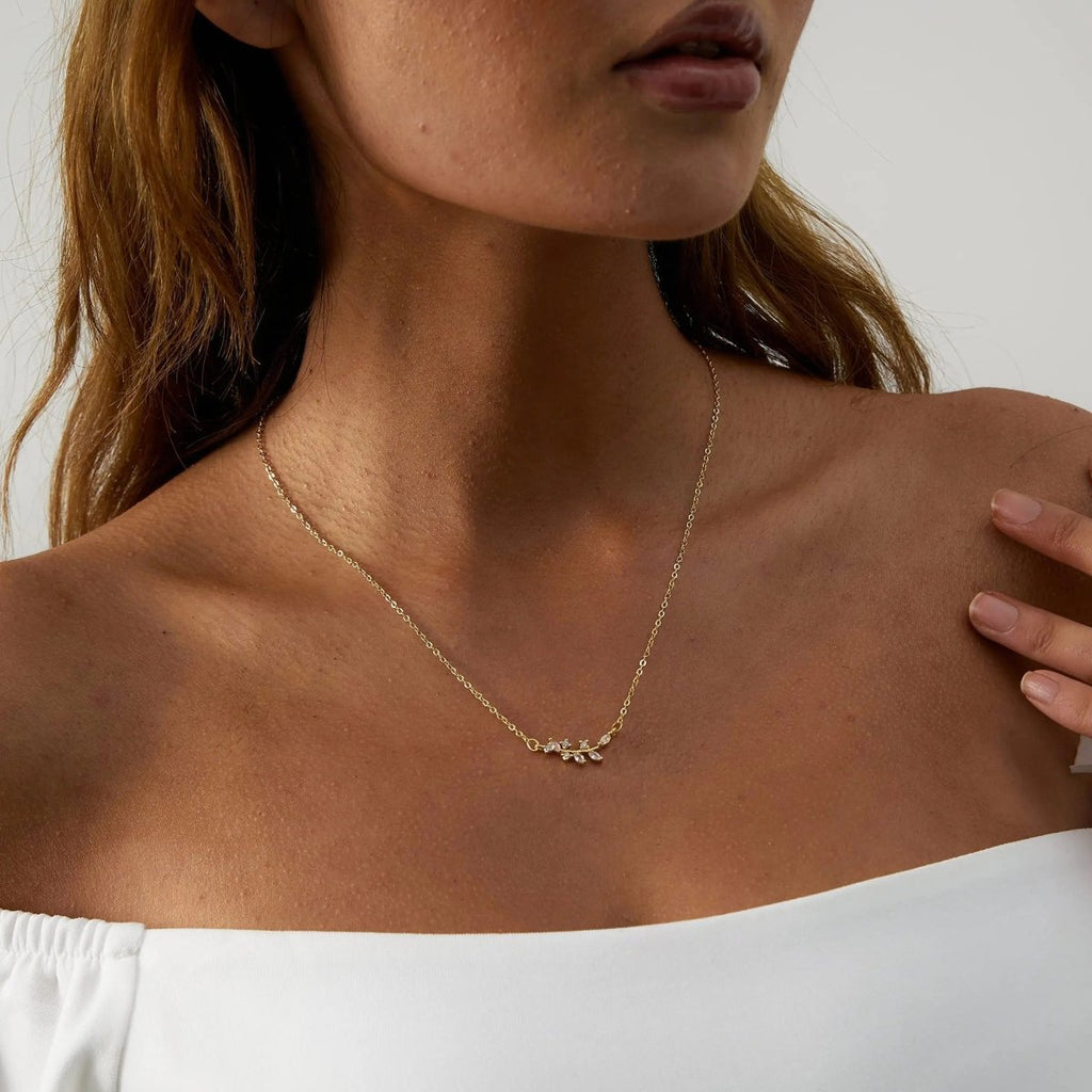 Diamant Blatt Blumen Halsketten | Shop Nory
