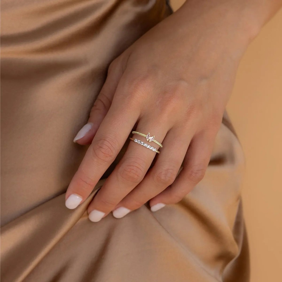 Gold CZ Stapelringe | Shop Nory