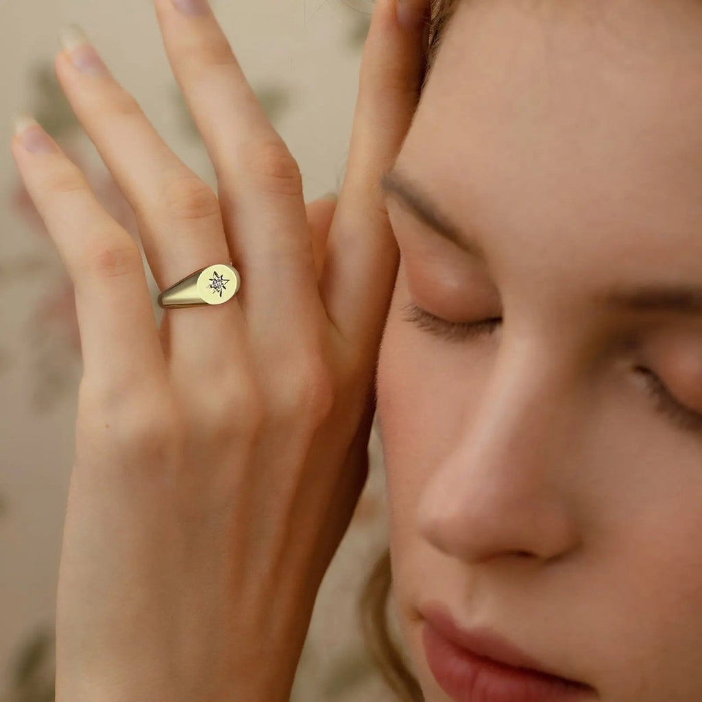 Gold gravierte Ringe mit Blume Größe 6 bis 9 | Shop Nory
