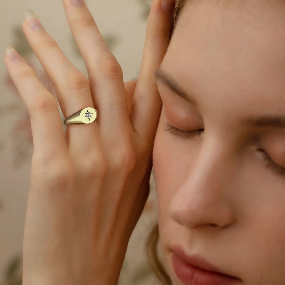 Gold gravierte Ringe mit Blume Größe 6 bis 9 | Shop Nory