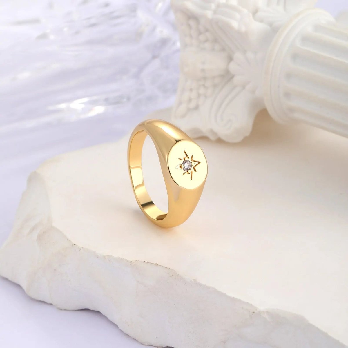 Gold gravierte Ringe mit Blume Größe 6 bis 9 | Shop Nory