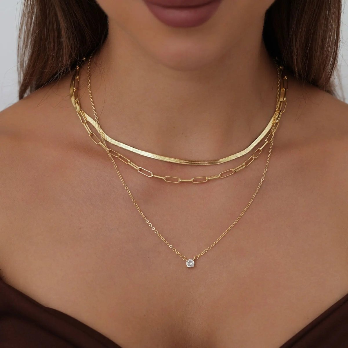 Gold Filled cubic Zirkonia Halsketten | Shop Nory
