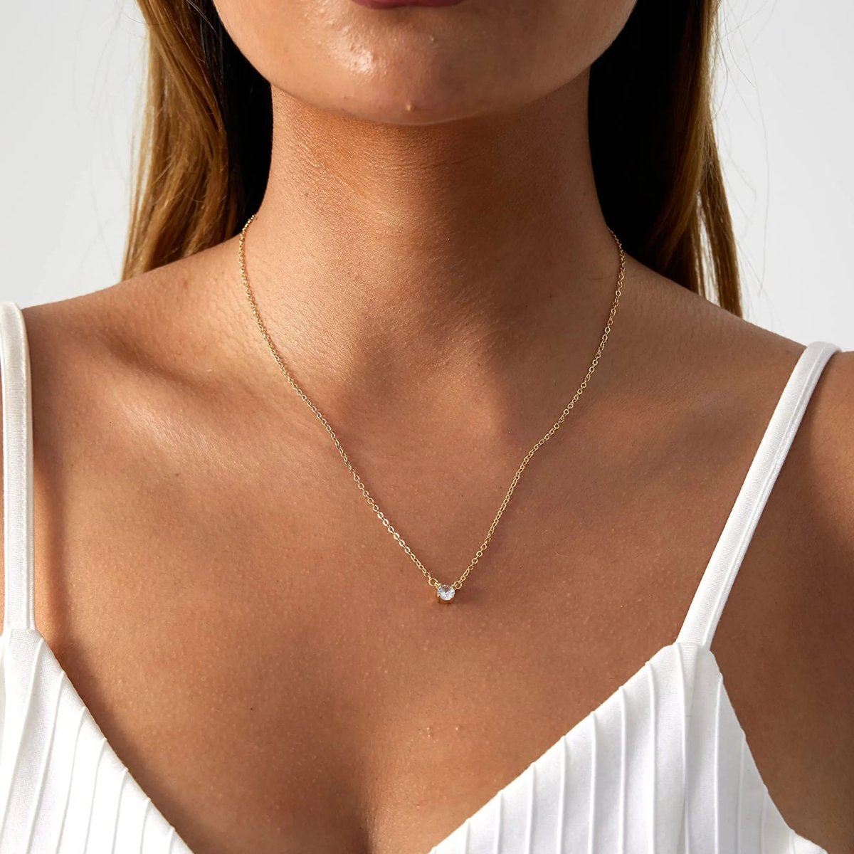 Gold Filled cubic Zirkonia Halsketten | Shop Nory