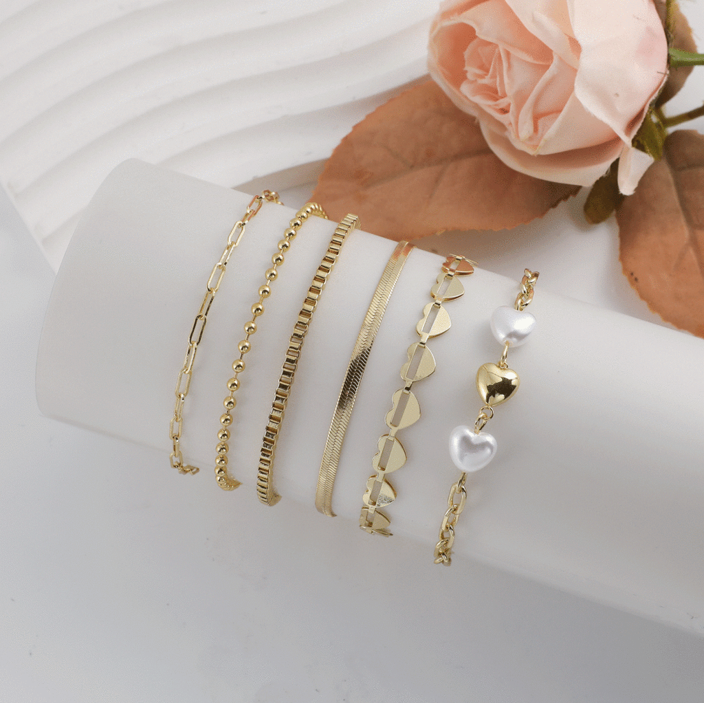 Gold Beschichtete Armbänder Stapel | Shop Nory