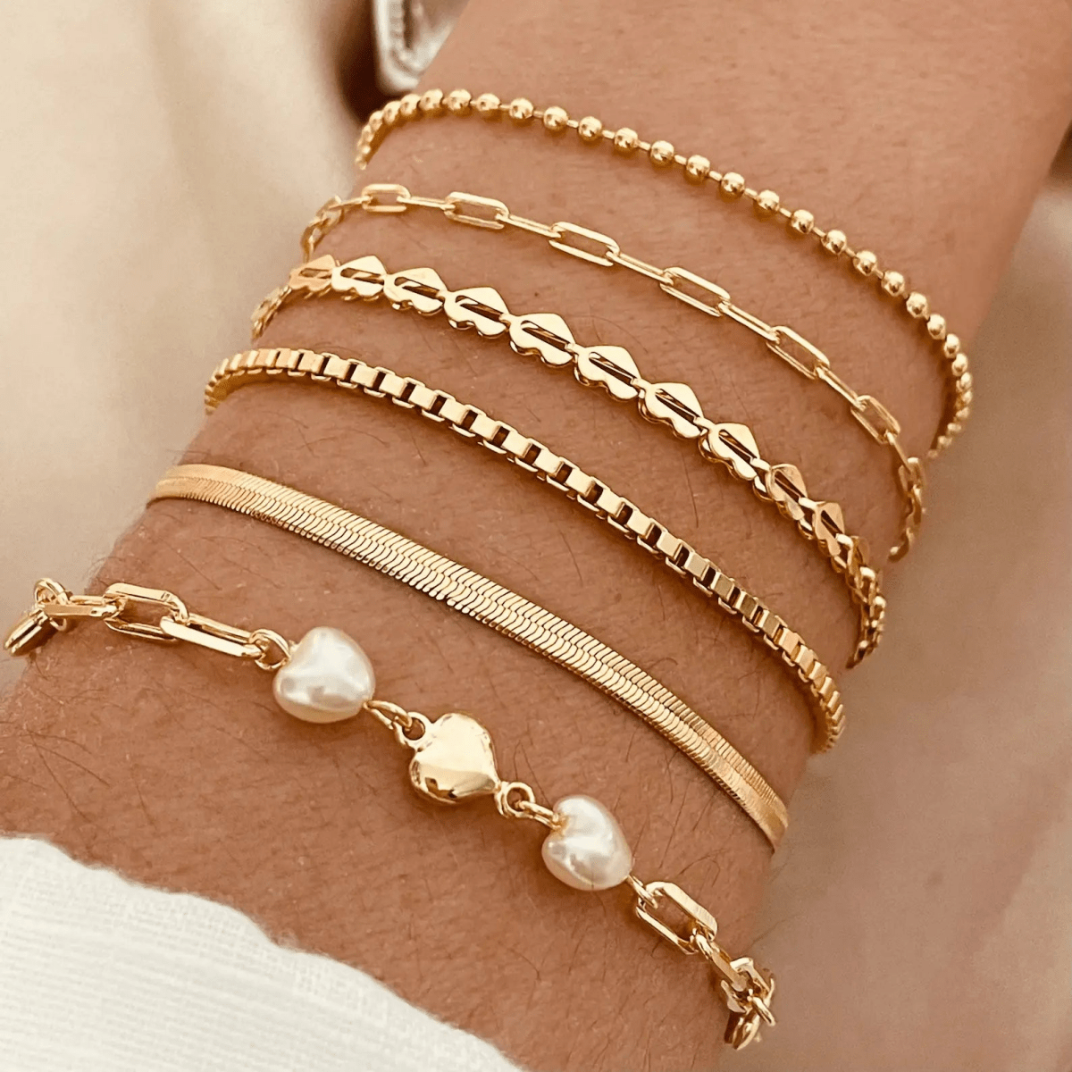 Gold Beschichtete Armbänder Stapel | Shop Nory