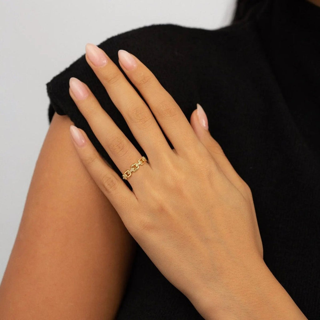 Gold Funkelnde Quadratische CZ Ringe | Shop Nory