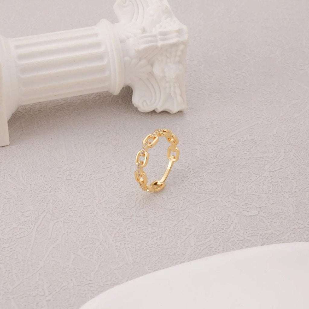 Gold Funkelnde Quadratische CZ Ringe | Shop Nory