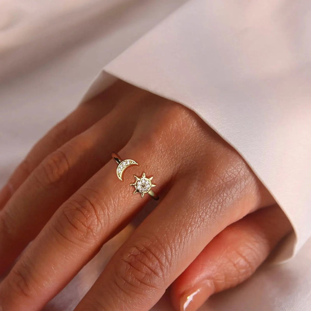 Goldene Sonnen-Mond-Ringe | Shop Nory