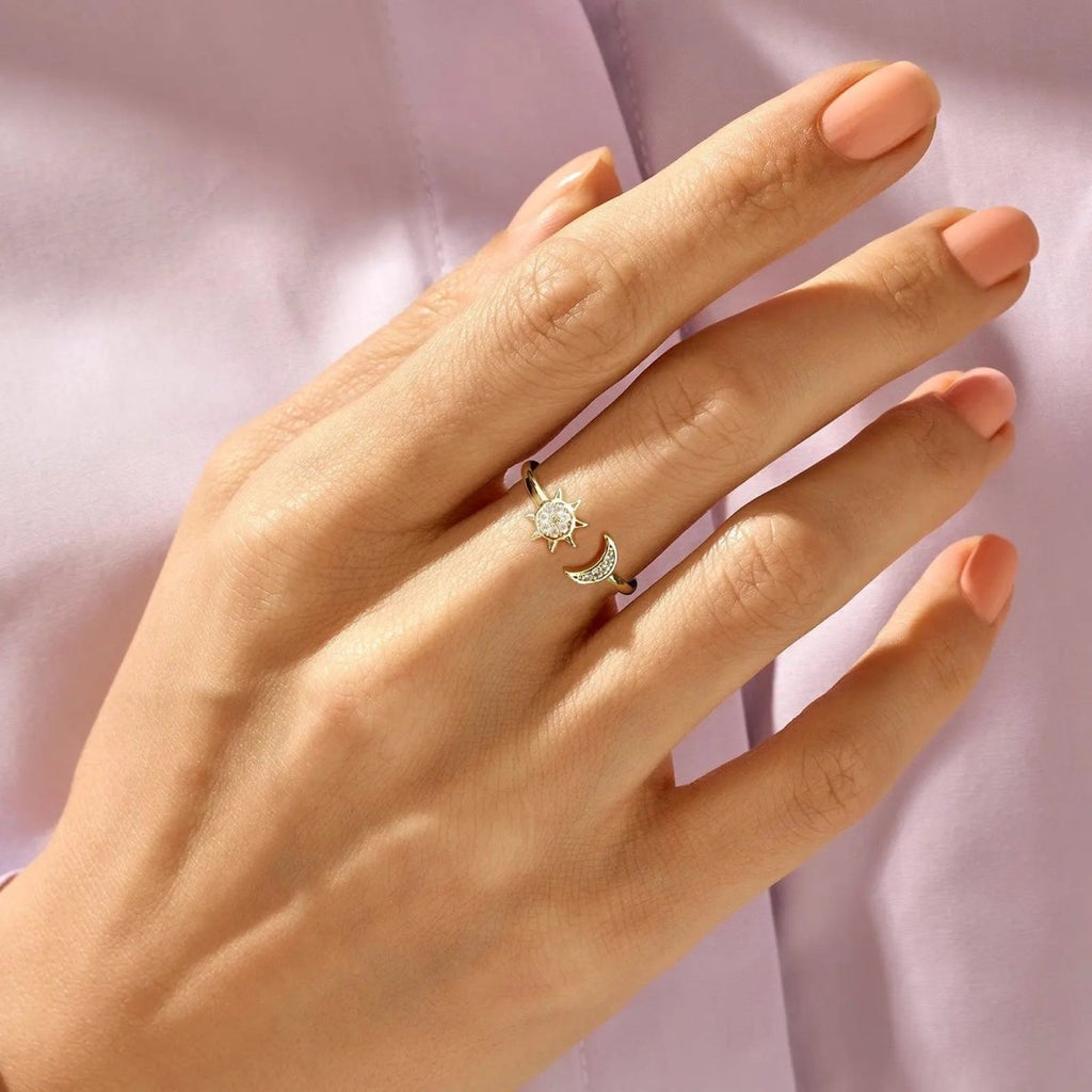 Goldene Sonnen-Mond-Ringe | Shop Nory