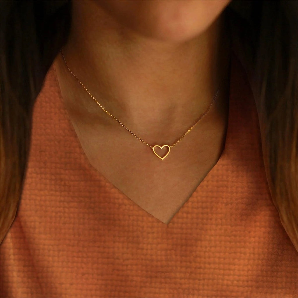 Gold/Silber Hohle Herz Halsketten | Shop Nory