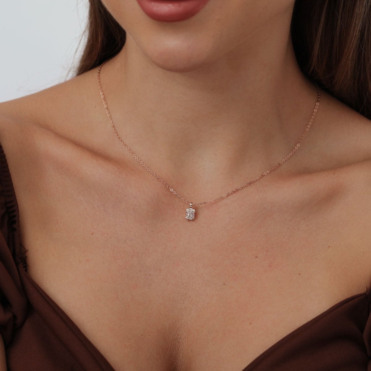 Große quadratische Diamant-Anhänger-Halsketten | Shop Nory