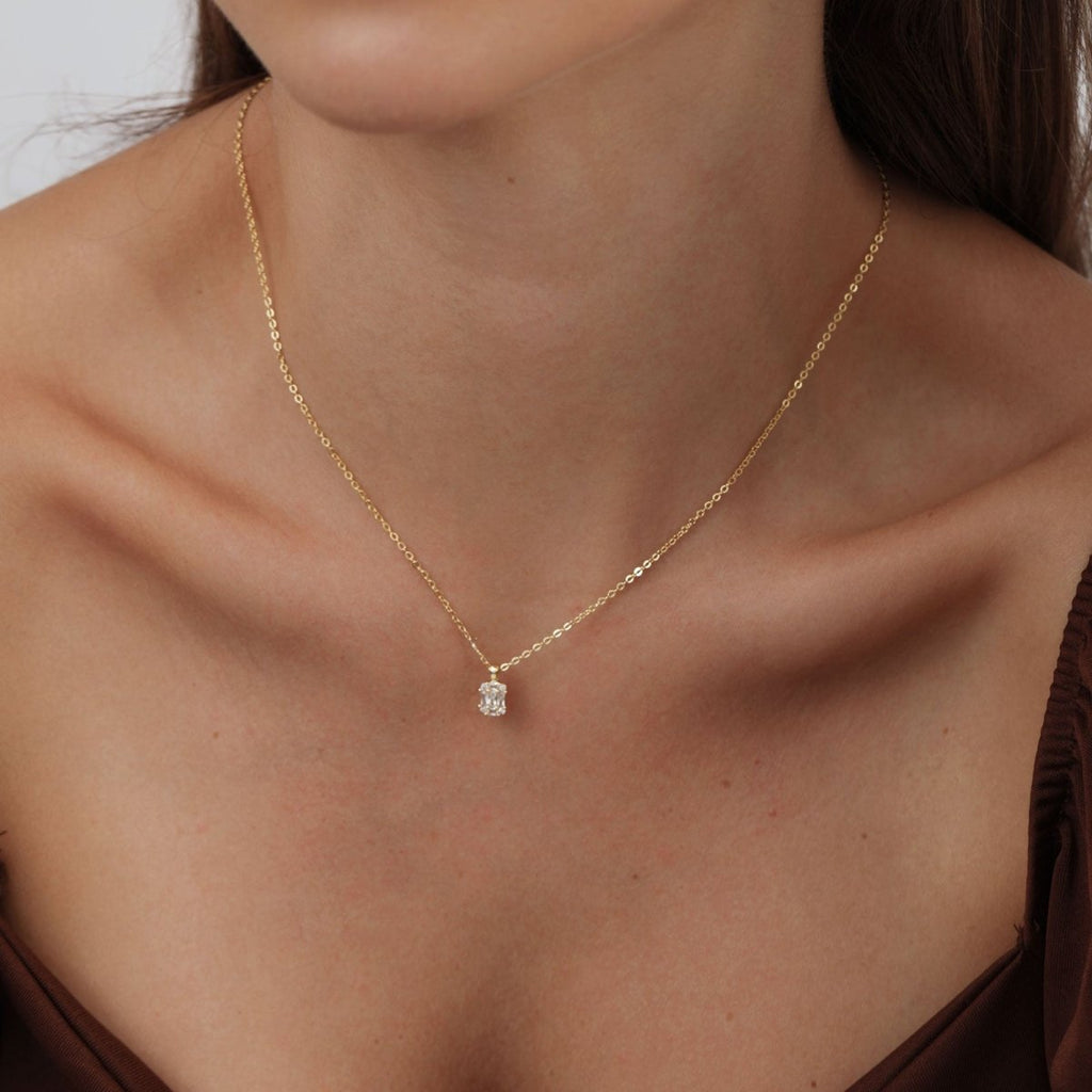 Große quadratische Diamant-Anhänger-Halsketten | Shop Nory