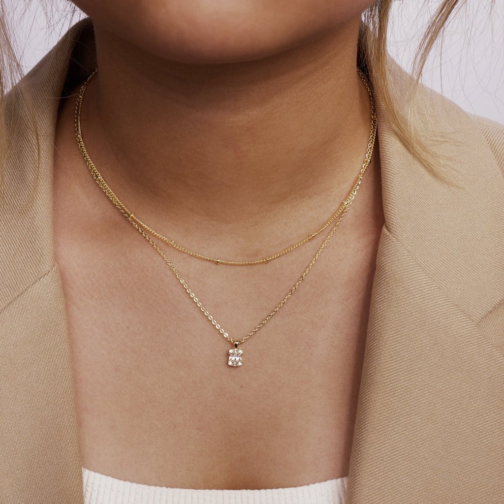 Große quadratische Diamant-Anhänger-Halsketten | Shop Nory