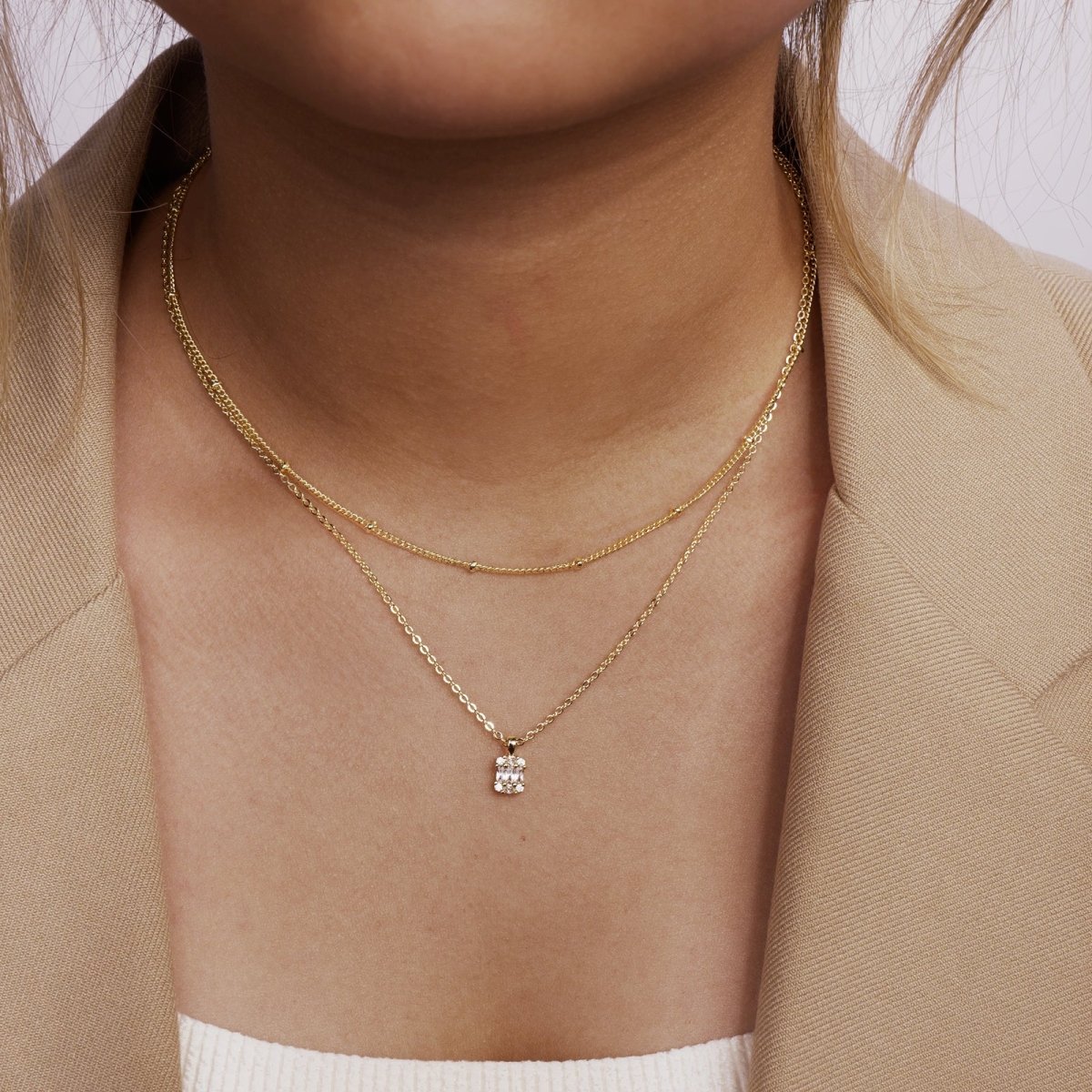 Große quadratische Diamant-Anhänger-Halsketten | Shop Nory