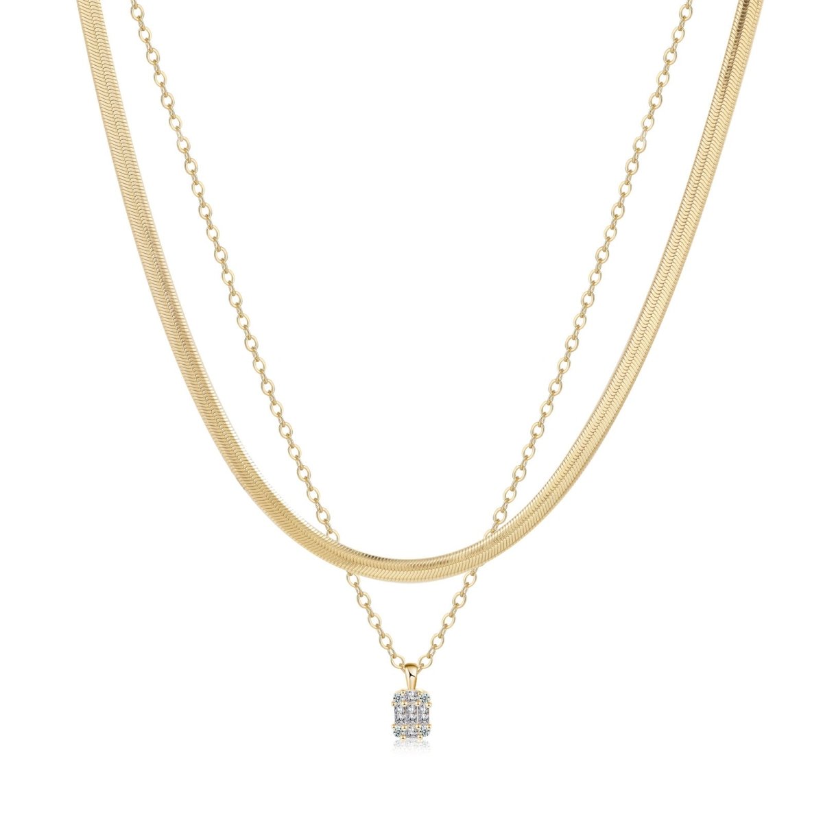 Große quadratische Diamant-Anhänger-Halsketten | Shop Nory