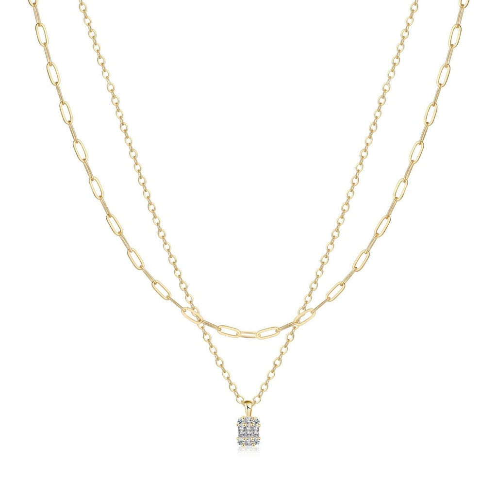 Große quadratische Diamant-Anhänger-Halsketten | Shop Nory