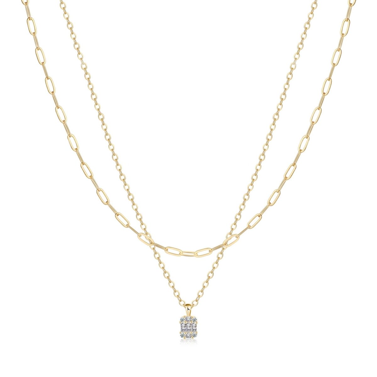 Große quadratische Diamant-Anhänger-Halsketten | Shop Nory