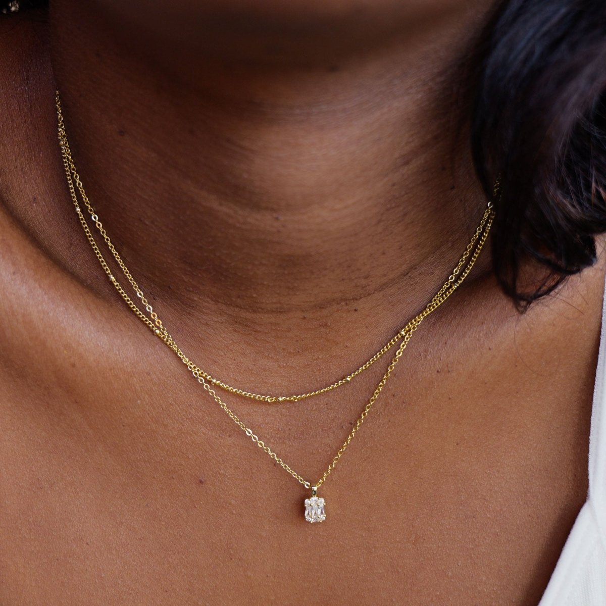 Große quadratische Diamant-Anhänger-Halsketten | Shop Nory
