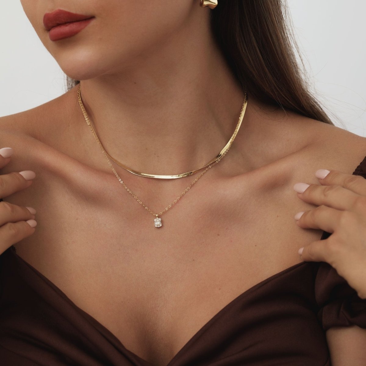 Große quadratische Diamant-Anhänger-Halsketten | Shop Nory