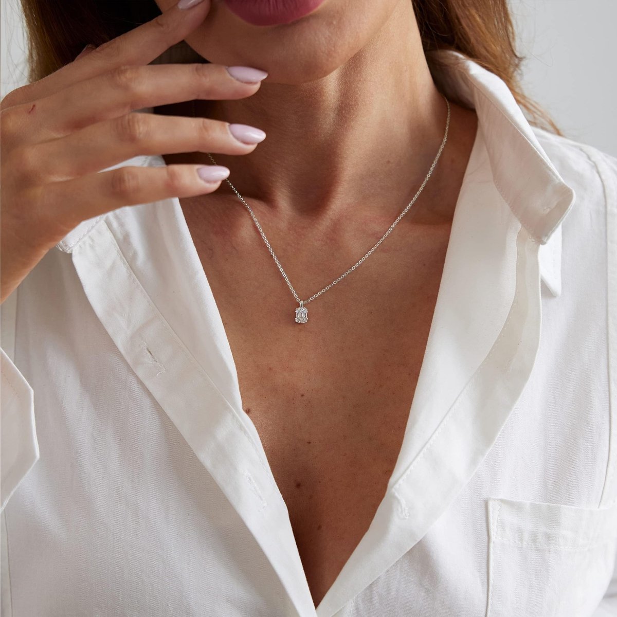 Große quadratische Diamant-Anhänger-Halsketten | Shop Nory
