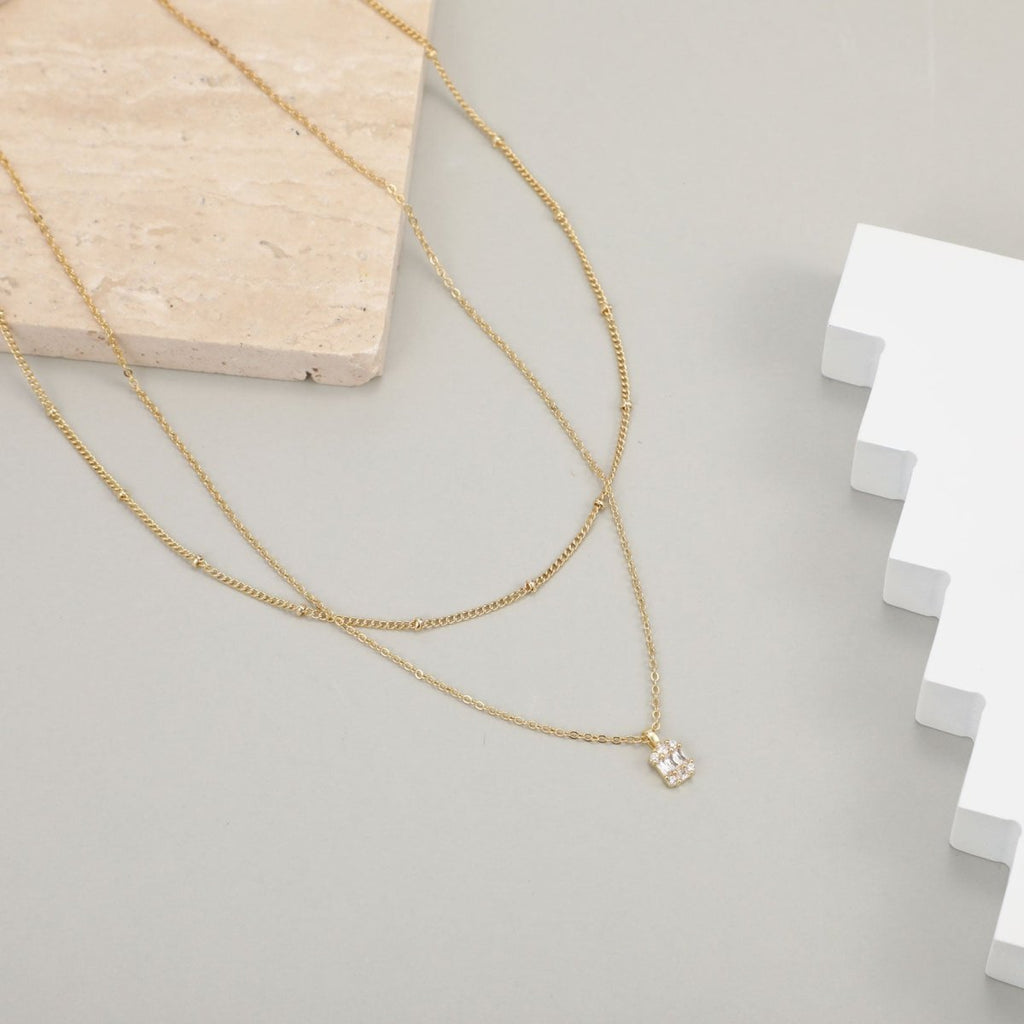 Große quadratische Diamant-Anhänger-Halsketten | Shop Nory