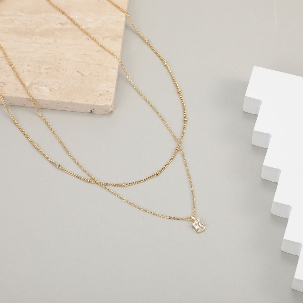 Große quadratische Diamant-Anhänger-Halsketten | Shop Nory