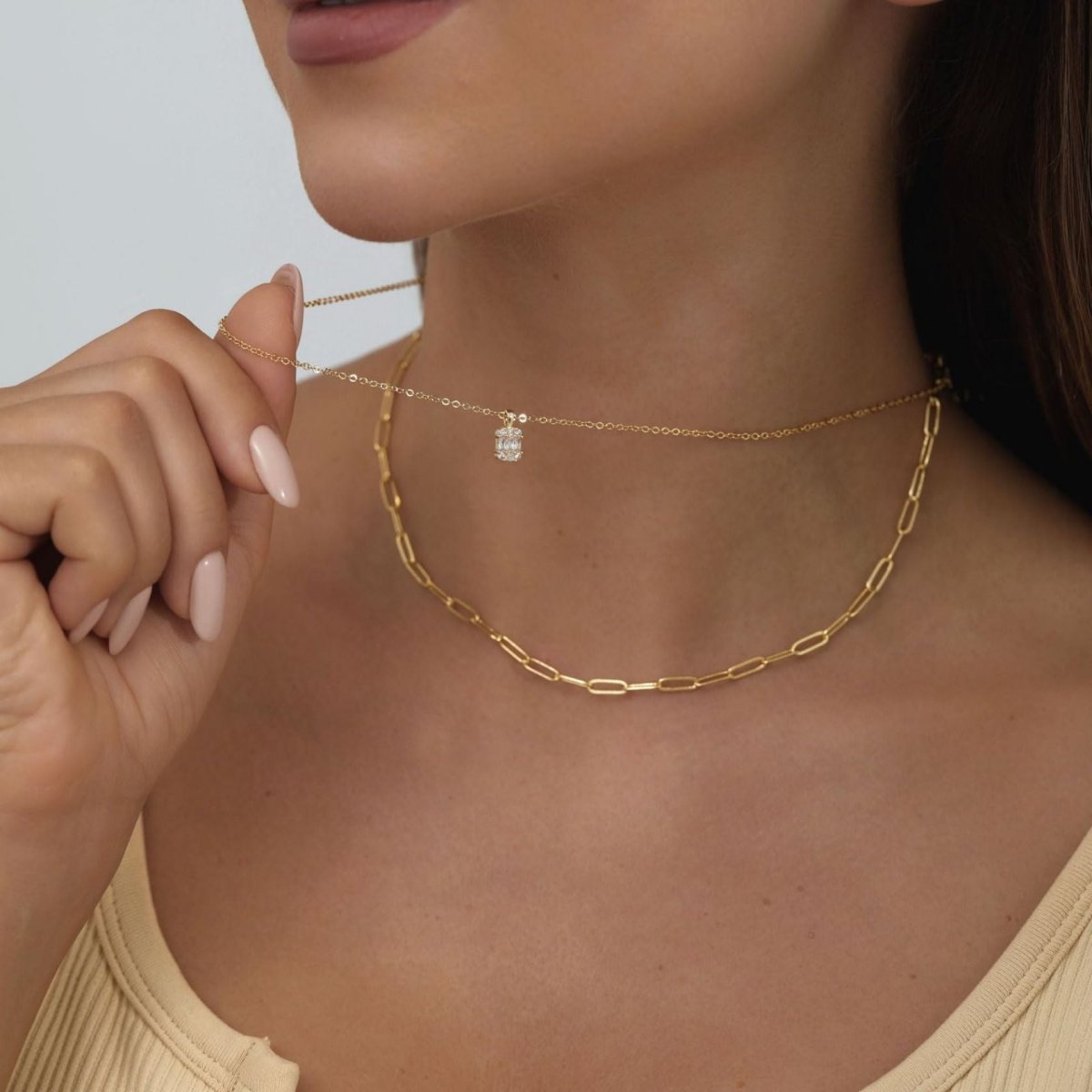 Große quadratische Diamant-Anhänger-Halsketten | Shop Nory