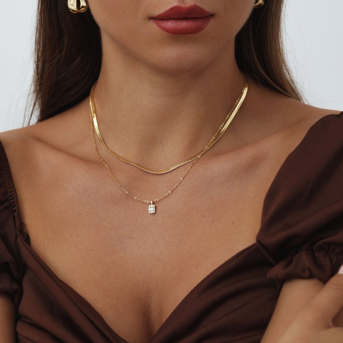 Große quadratische Diamant-Anhänger-Halsketten | Shop Nory