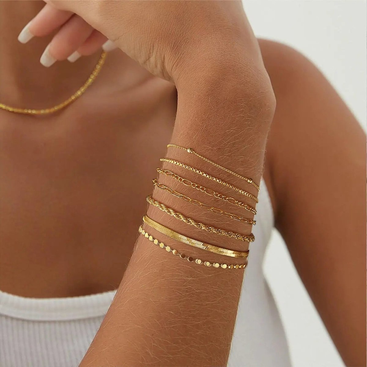 Gestapelte Gold/Silber Armbänder | Shop Nory